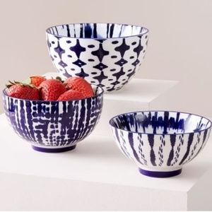 Indigo Tie-Dye Bowls - Set of 3